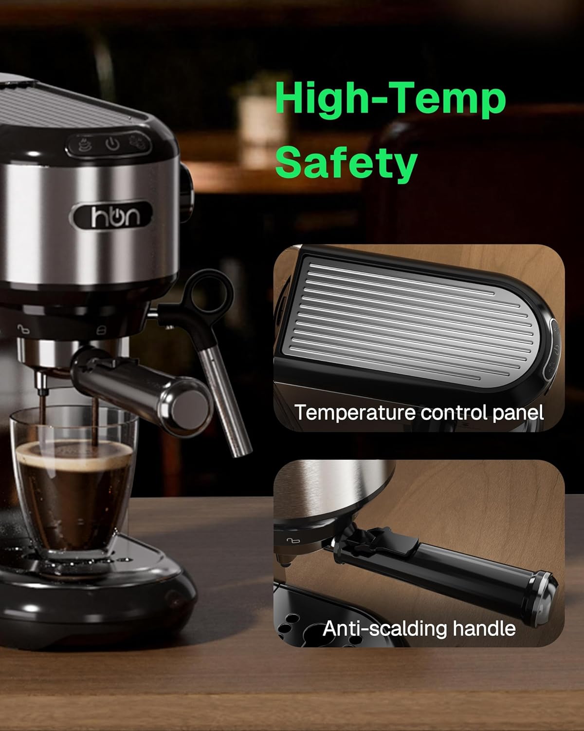 20 Bar Espresso Machine with Milk Frother, Steam Wand & 34oz Removable Water Tank, 1450W for Home & Office