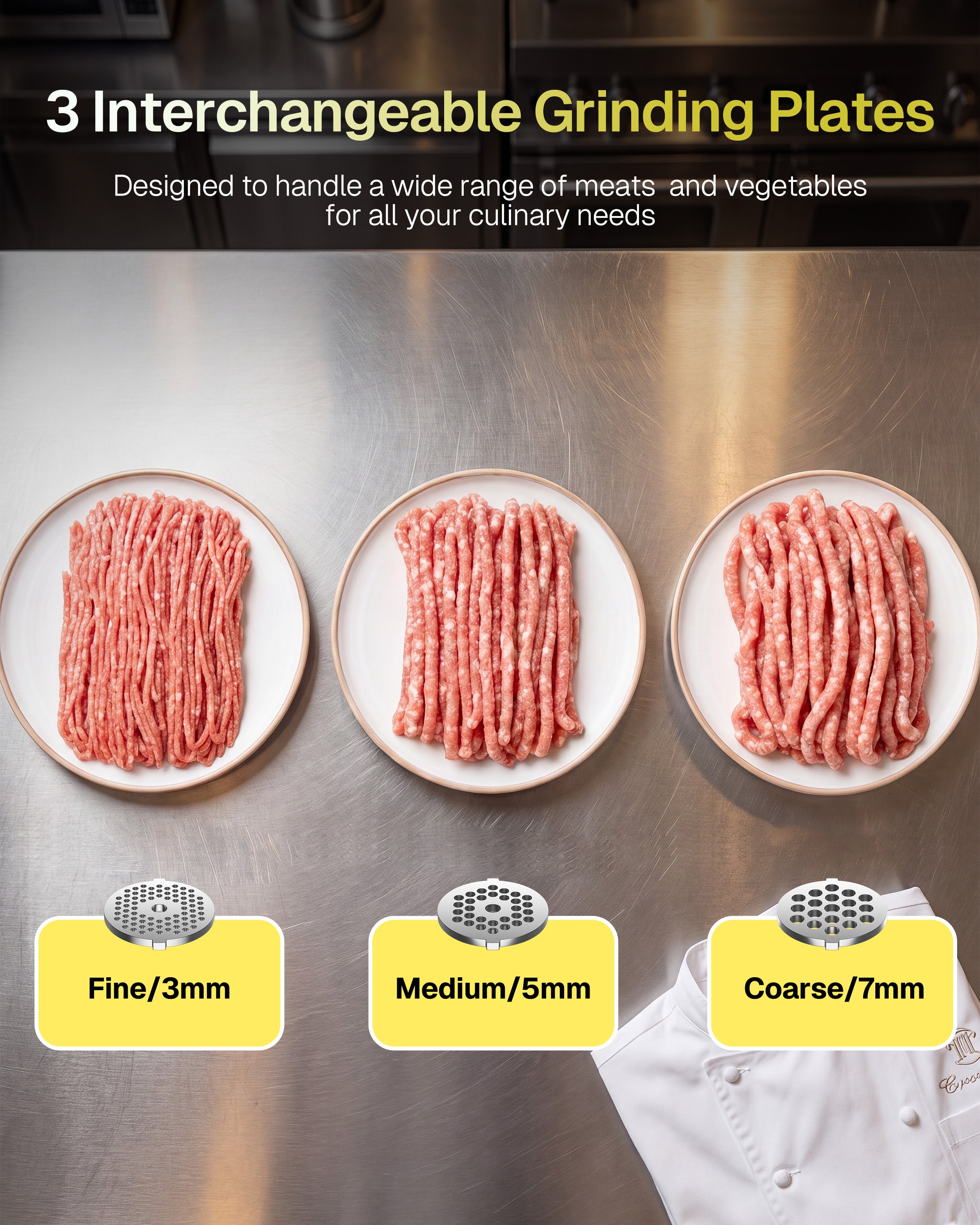 Behome Electric Meat Grinder for Home, Sausage Stuffer and Kubbe Maker | 2800W MAX Grinds up to 2.2 lb/min with reverse control, 3 grinding plates, sausage tube and kubbe attachment for home use