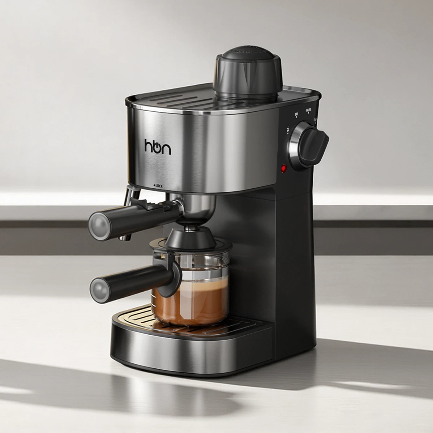 espresso machine at quarter side profile view