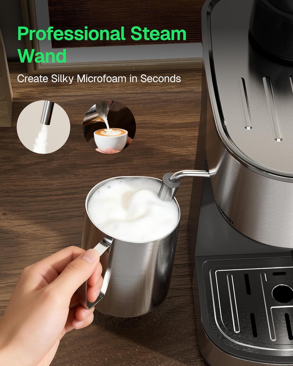 Espresso Machine, 3.5Bar Cappuccino & Latte Maker, 800W Espresso Machine Maker with Steamer
