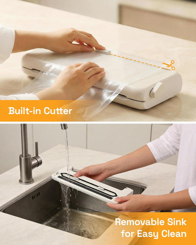 Vacuum Sealer Compact Food Vacuum Sealer Machine Automatic Kitchen Food Sealer Countertop Double Heat Seal Built-in Cutter with 1 Roll & 20 Bags