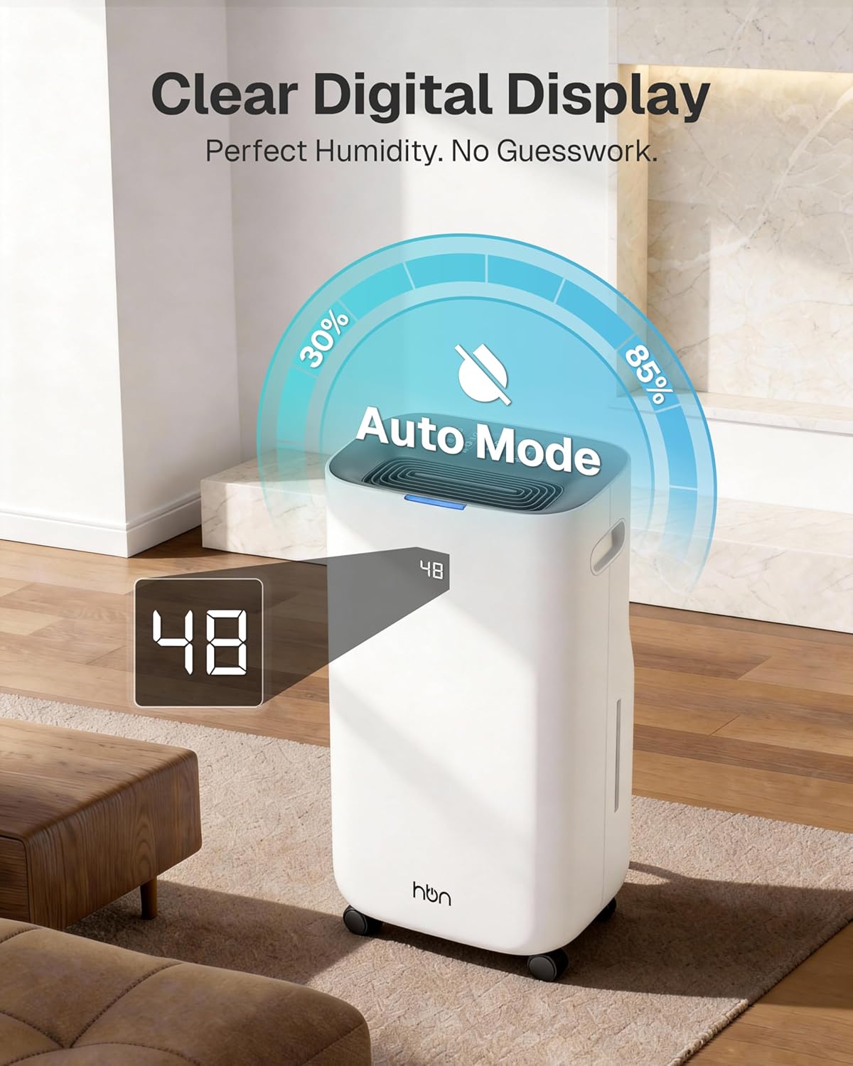 4500 Sq.Ft Dehumidifier for Basement and Large Rooms Max 80 Pint/Day Dehumidifiers with Drain Hose Smart Humidity Control 1.71Gallon Water Tank