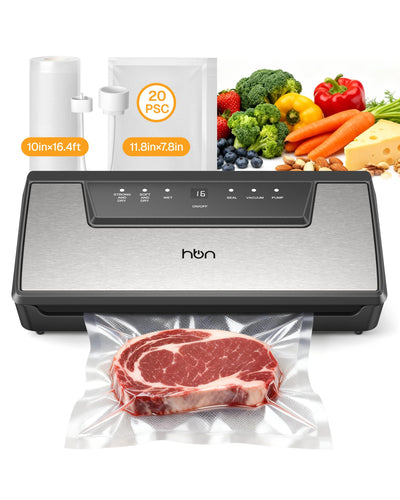 Vacuum Sealer for Food Vacuum Sealer Machine SUS Stainless Steel Food Sealer Built-in Cutter & Bag Storage Countertop Vacuum Sealer with Automatic Hands-Free Lid