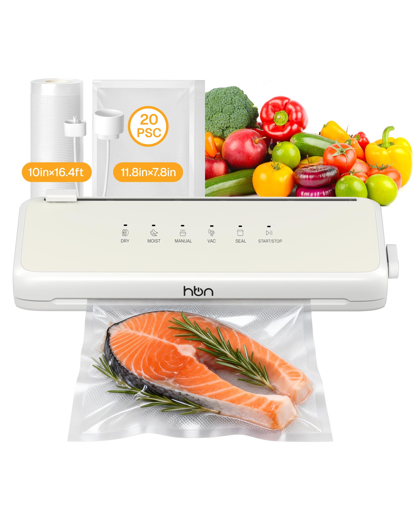 Vacuum Sealer Compact Food Vacuum Sealer Machine Automatic Kitchen Food Sealer Countertop Double Heat Seal Built-in Cutter with 1 Roll & 20 Bags
