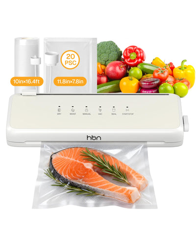 Vacuum Sealer Compact Food Vacuum Sealer Machine Automatic Kitchen Food Sealer Countertop Double Heat Seal Built-in Cutter with 1 Roll & 20 Bags
