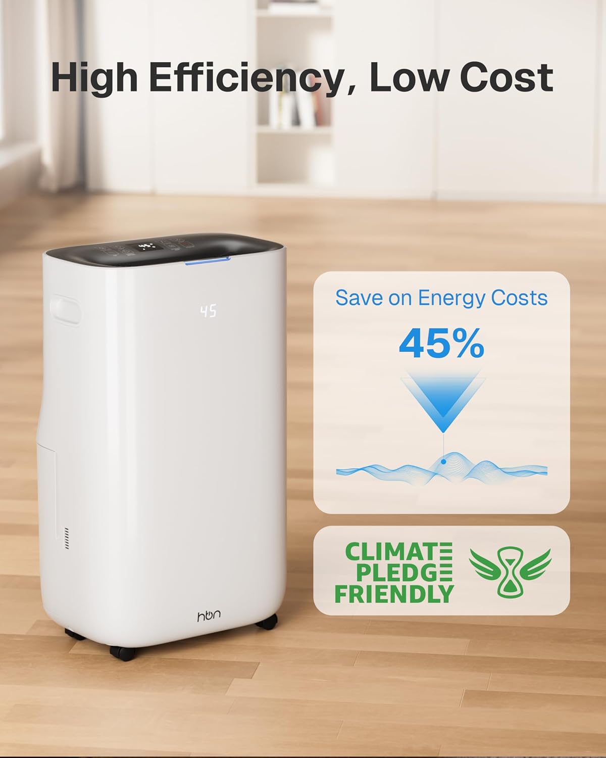 4500 Sq.Ft Dehumidifier for Basement and Large Rooms Max 80 Pint/Day Dehumidifiers with Drain Hose Smart Humidity Control 1.71Gallon Water Tank