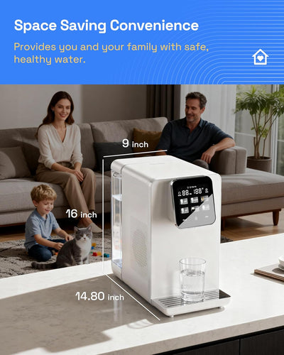 Hot & Cold Countertop Reverse Osmosis Water Filter System, 6 Temp Options, Dual Filters PAC+ROC, Touch Control
