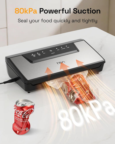 Vacuum Sealer for Food Vacuum Sealer Machine SUS Stainless Steel Food Sealer Built-in Cutter & Bag Storage Countertop Vacuum Sealer with Automatic Hands-Free Lid