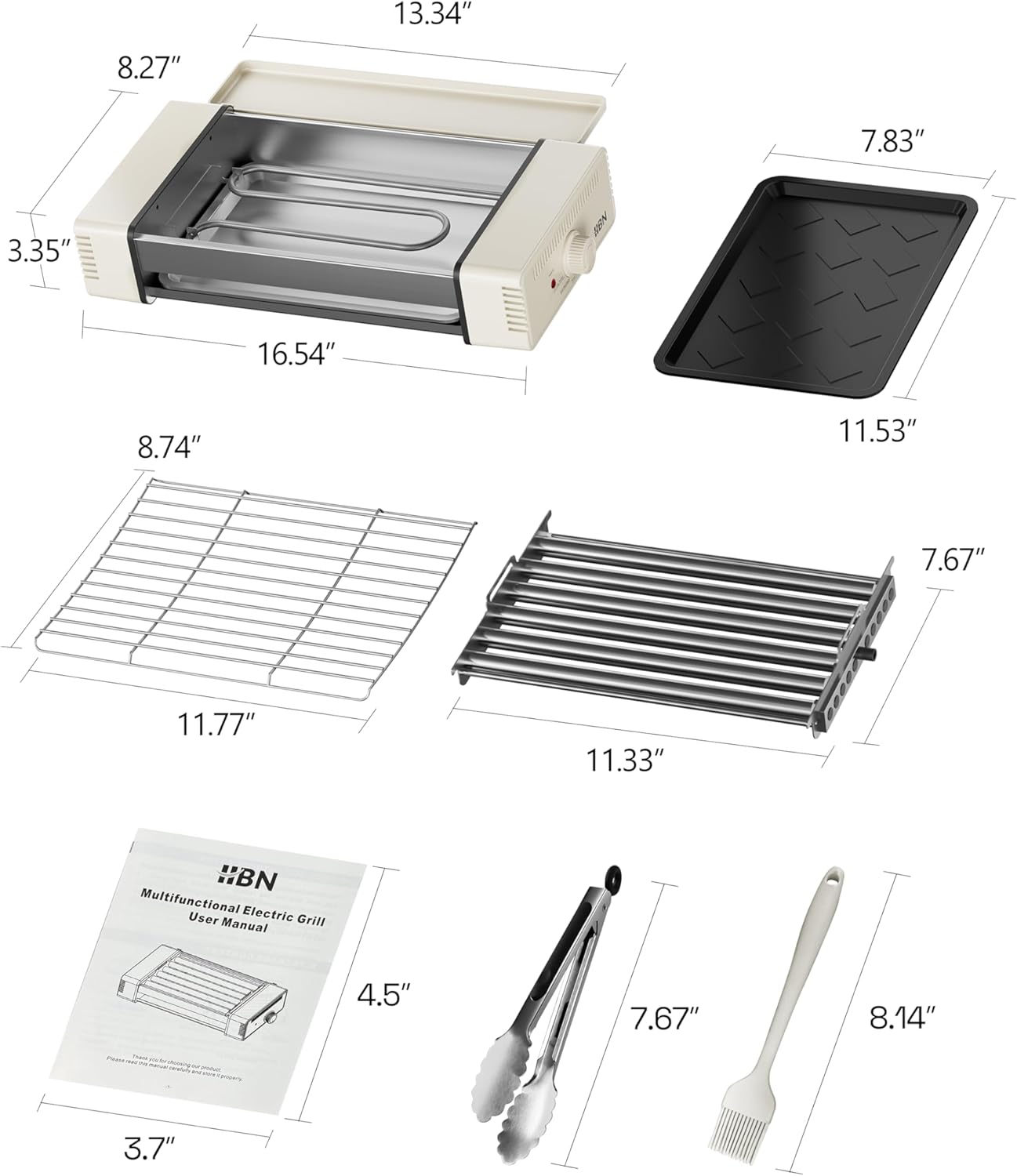 Indoor Grill and Electric Griddle, 3-in-1 Smokeless Indoor Grill with Grill Rack & Nonstick Griddle & Sausage Grill Korean BBQ grill for Kitchen, Dishwasher Safe