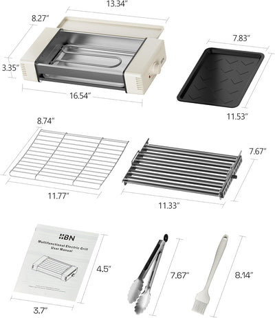 Indoor Grill and Electric Griddle, 3-in-1 Smokeless Indoor Grill with Grill Rack & Nonstick Griddle & Sausage Grill Korean BBQ grill for Kitchen, Dishwasher Safe