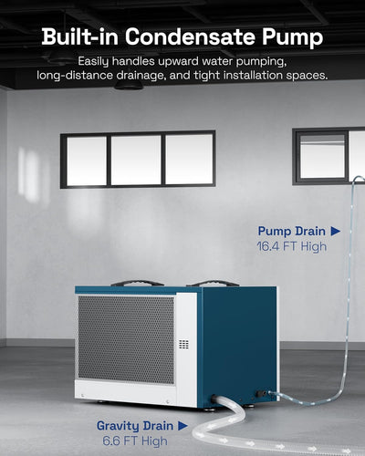 Crawl space Dehumidifier 125 Pints with Pump and Drain Hose, Industrial Dehumidifier for Basement and Commercial up to 5900 Sq. Ft