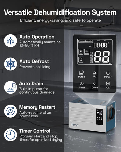Crawl space Dehumidifier 125 Pints with Pump and Drain Hose, Industrial Dehumidifier for Basement and Commercial up to 5900 Sq. Ft