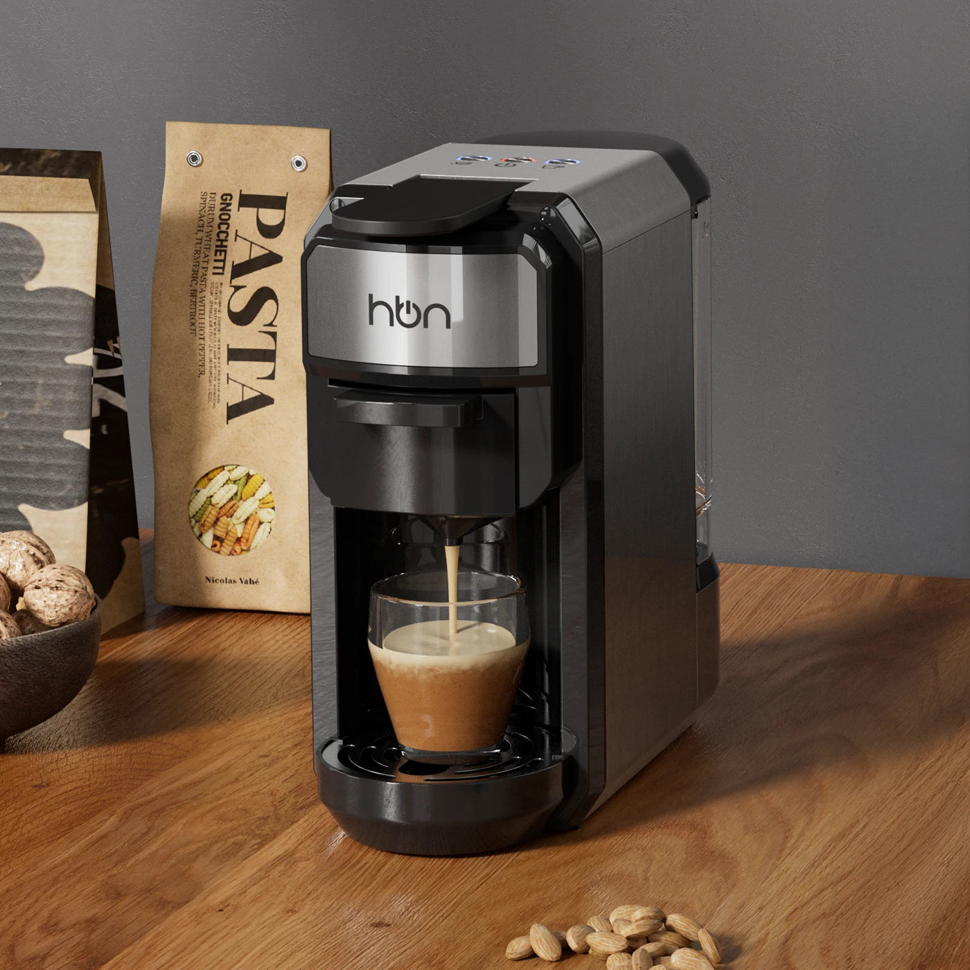 coffee machine on top of a wooden table