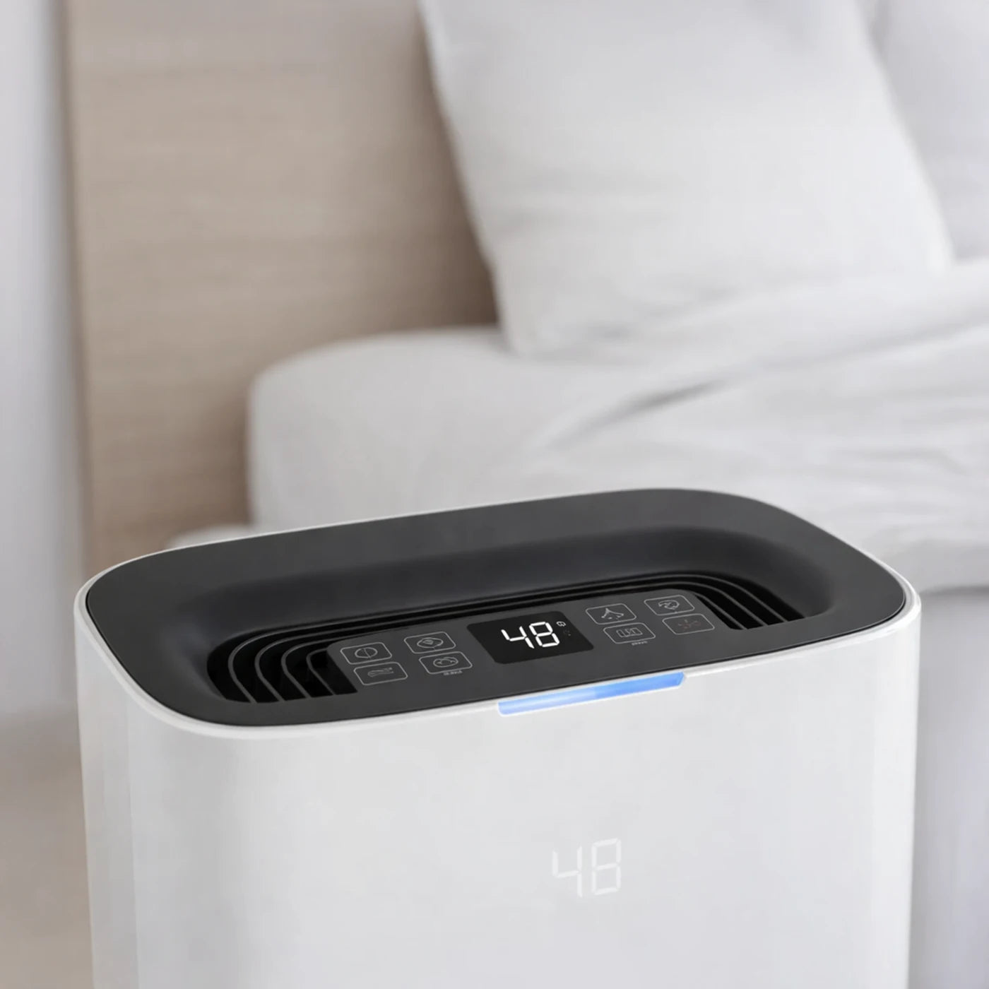 dehumidifier digital control panel with timer and mode settings top view