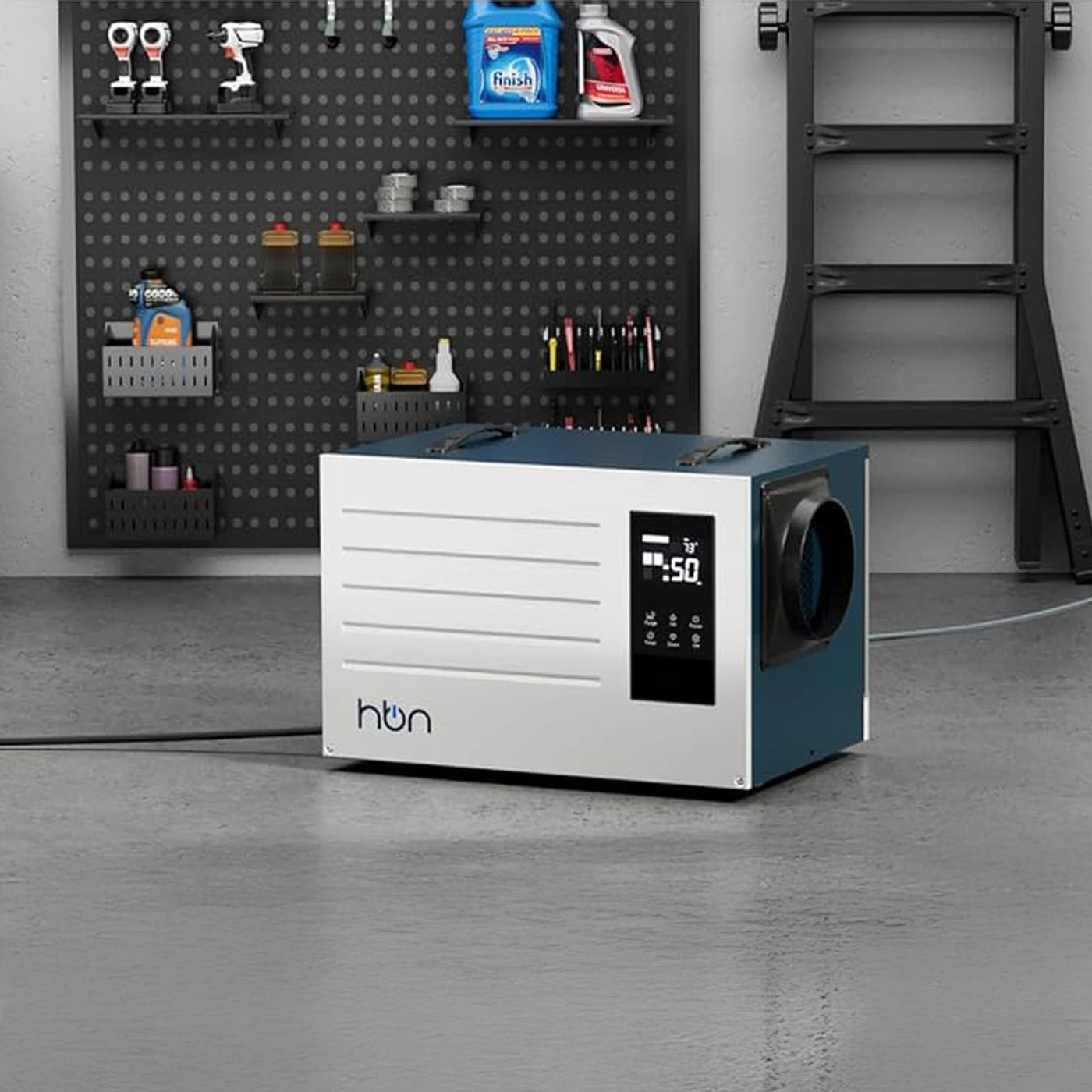 industrial dehumidifier controlling humidity in warehouse or workspace