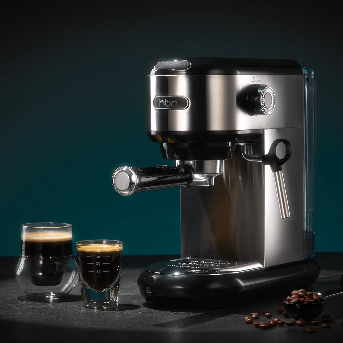 compact espresso machine in modern kitchen home coffee setup daily use