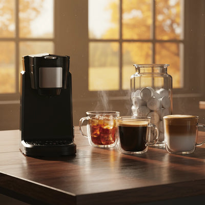 espresso coffee machine serving multiple cups warm home coffee setup