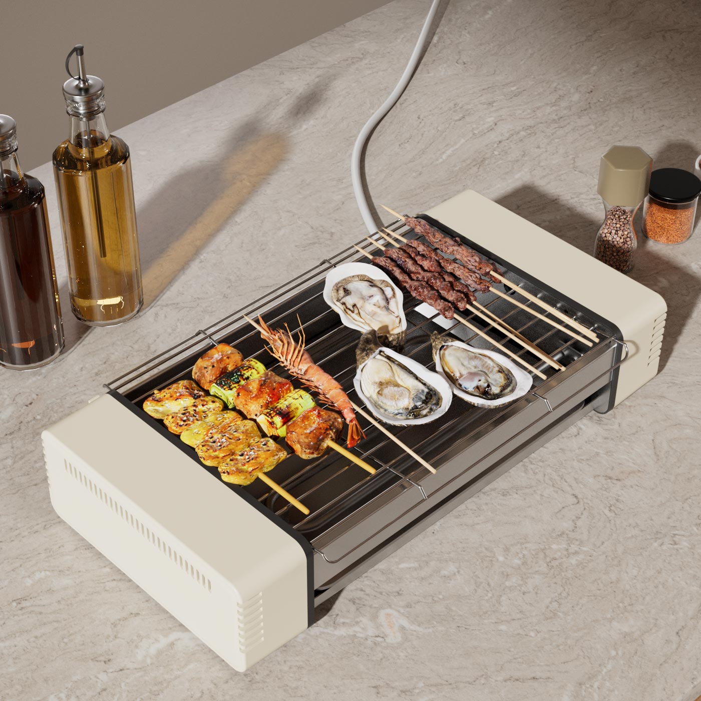 3 in 1 hot dog roller grill cooking hot dogs and multiple foods on grill