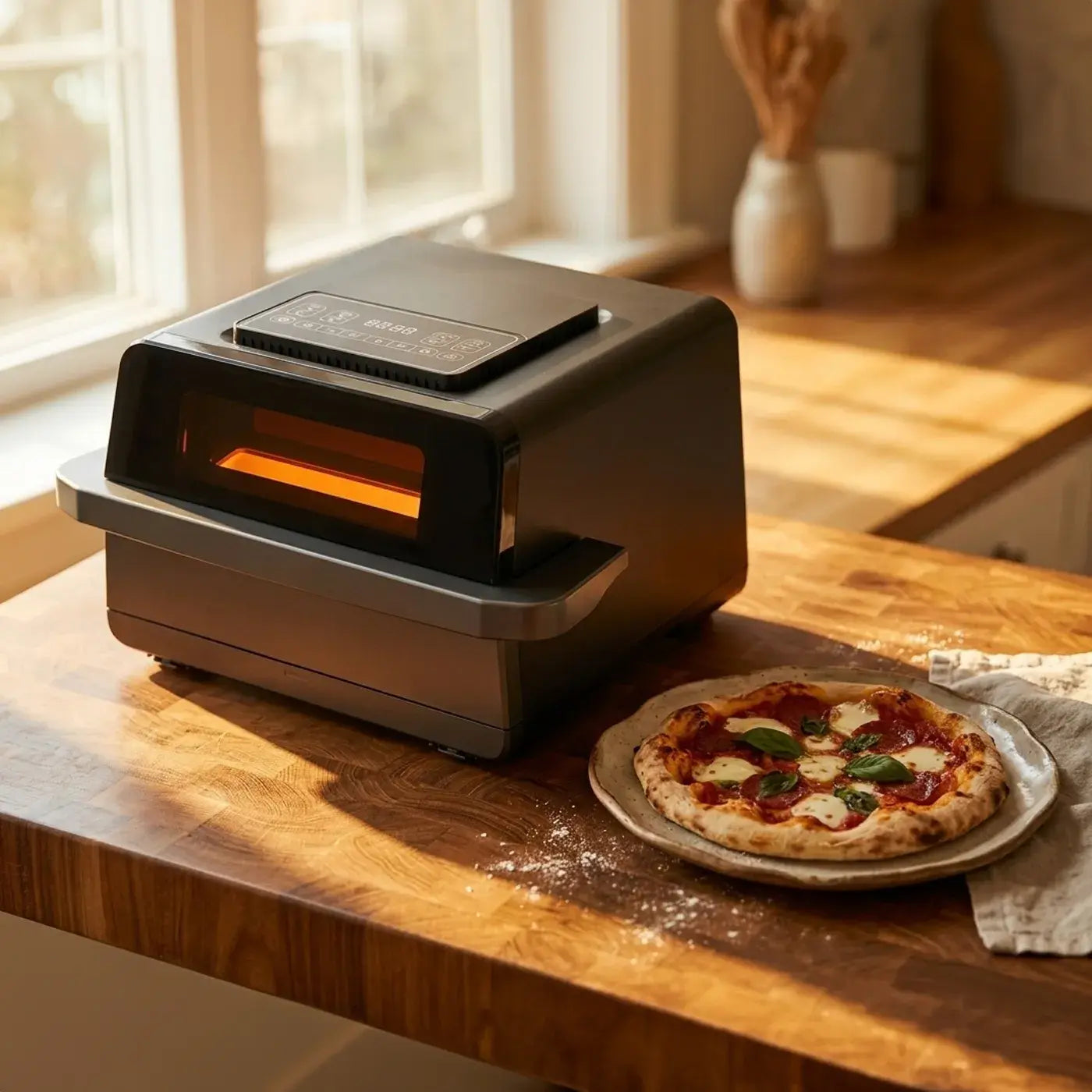 air fryer pizza oven cooking fresh pizza crispy crust home kitchen