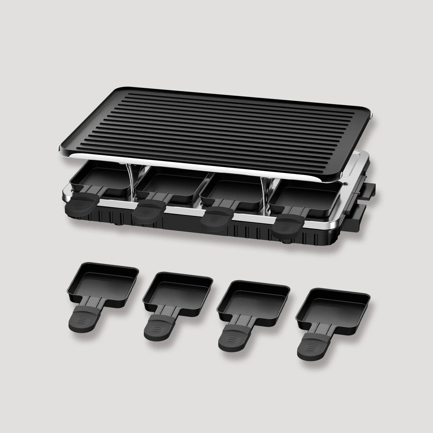 electric raclette grill with warming trays and accessories set