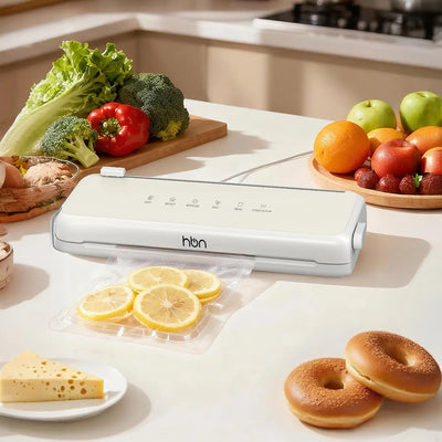 vacuum sealer machine with fresh ingredients on kitchen counter food prep setup
